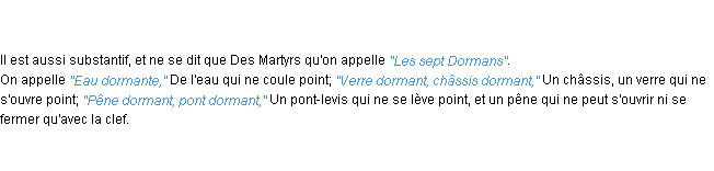 Définition dormant ACAD 1798