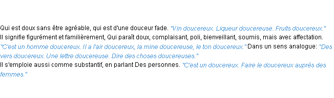 Définition doucereux ACAD 1835