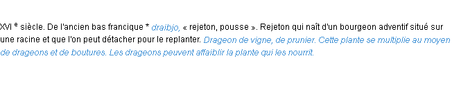 Définition drageon ACAD 1986