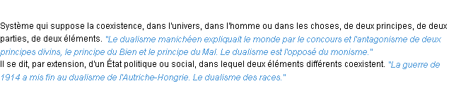 Définition dualisme ACAD 1932