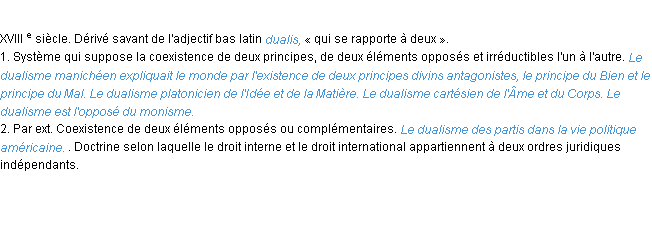 Définition dualisme ACAD 1986