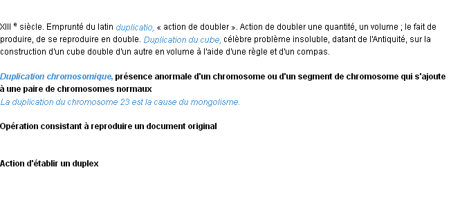 Définition duplication ACAD 1986