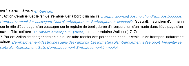 Définition embarquement ACAD 1986