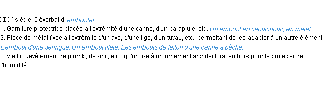 Définition embout ACAD 1986
