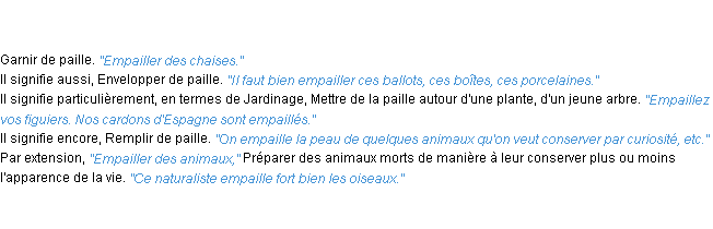 Définition empailler ACAD 1835