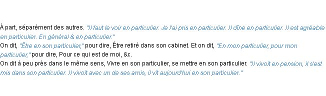 Définition en particulier ACAD 1762