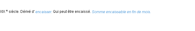 Définition encaissable ACAD 1986
