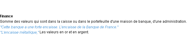 Définition encaisse ACAD 1932