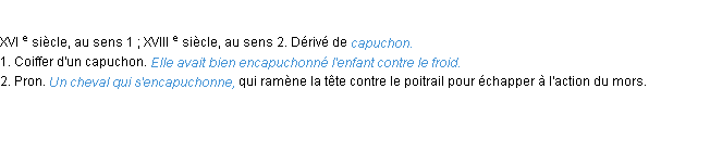 Définition encapuchonner ACAD 1986