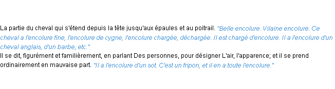 Définition encolure ACAD 1835