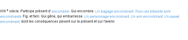 Définition encombrant ACAD 1986