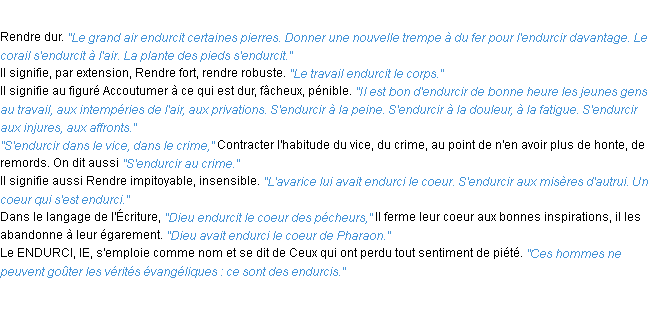 Définition endurcir ACAD 1932