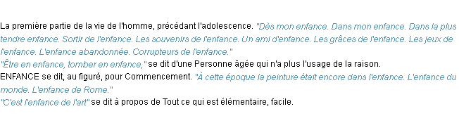 Définition enfance ACAD 1932