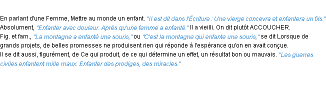 Définition enfanter ACAD 1932