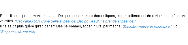 Définition engeance ACAD 1835