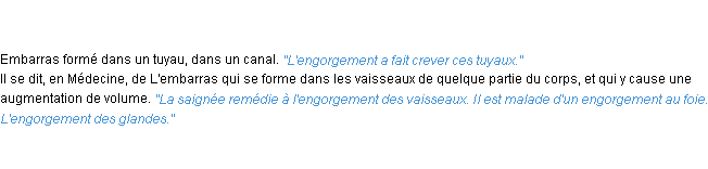 Définition engorgement ACAD 1835