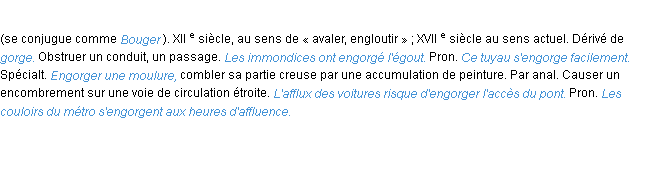 Définition engorger ACAD 1986