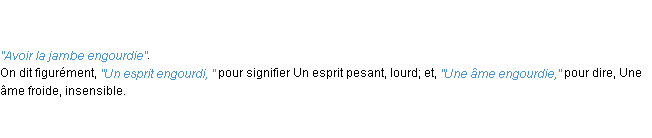Définition engourdi ACAD 1798