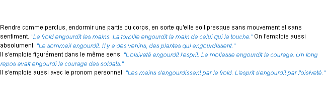 Définition engourdir ACAD 1835