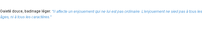 Définition enjouement ACAD 1932