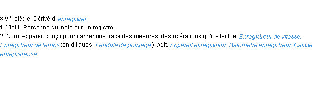 Définition enregistreur ACAD 1986