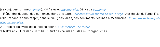 Définition ensemencer ACAD 1986