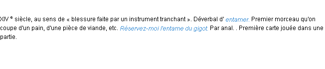 Définition entame ACAD 1986