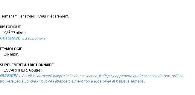 Définition escarpiner Emile Littré