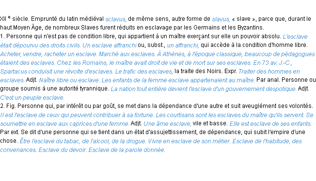Définition esclave ACAD 1986