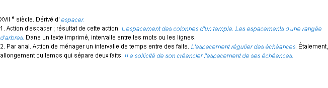 Définition espacement ACAD 1986
