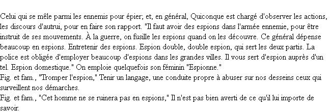 Définition espion ACAD 1835