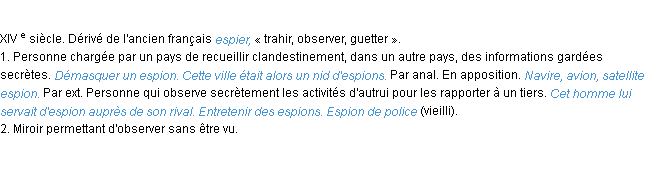 Définition espion ACAD 1986