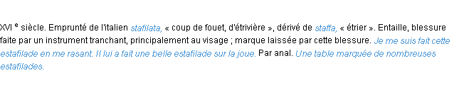 Définition estafilade ACAD 1986