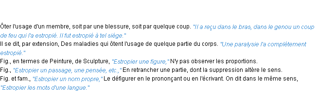 Définition estropier ACAD 1835