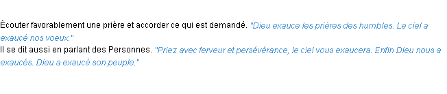 Définition exaucer ACAD 1932