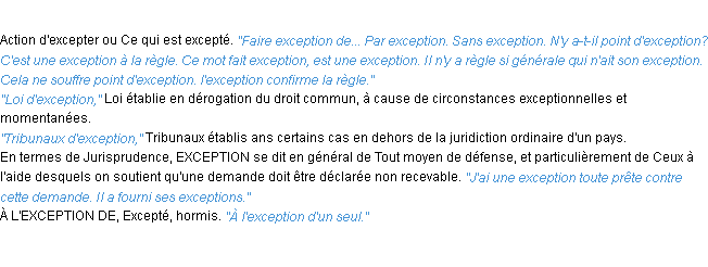 Définition exception ACAD 1932