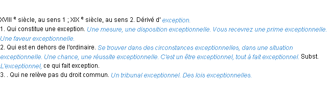 Définition exceptionnel ACAD 1986
