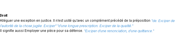 Définition exciper ACAD 1932