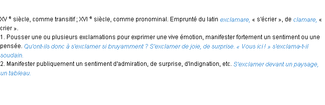 Définition exclamer (s') ACAD 1986