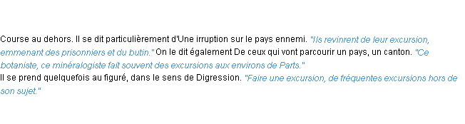 Définition excursion ACAD 1835