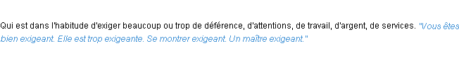 Définition exigeant ACAD 1932