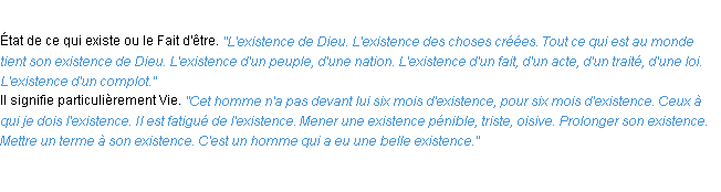 Définition existence ACAD 1932