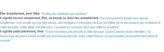 Définition exister ACAD 1835