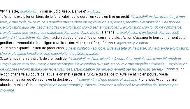 Définition exploitation ACAD 1986