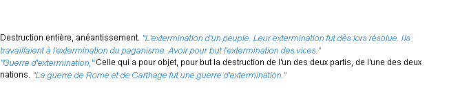 Définition extermination ACAD 1835