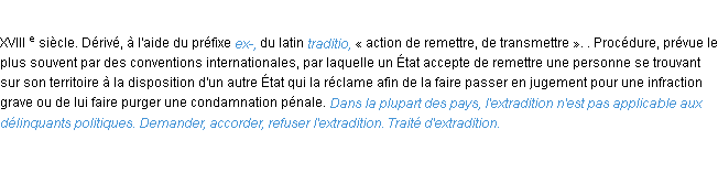 Définition extradition ACAD 1986