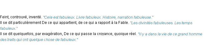 Définition fabuleux ACAD 1835