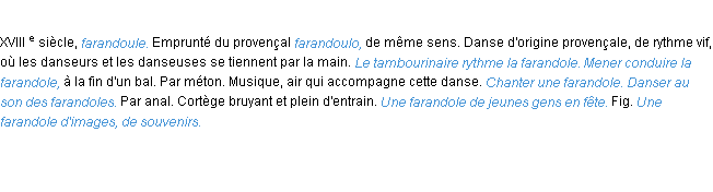Définition farandole ACAD 1986