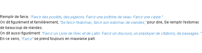 Définition farcir ACAD 1798