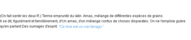 Définition farrago ACAD 1835